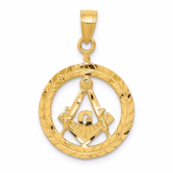 14k Masonic Symbol In Wreath Pendant